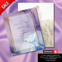 Dusty Purple Navy Blue Gold INVITE Boda