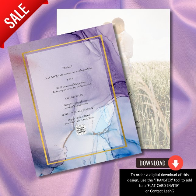 Lámina Dusty Purple Navy Blue Gold INVITE Boda (Subido por el creador)