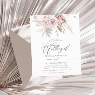 Lámina Dusty Rosa Ivory Floral Wedding Invitación a la bo