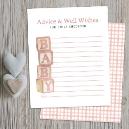 Lámina Dusty Rose Baby Blocks Advice & Well Wishes Card