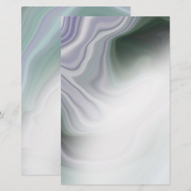 Lámina Dusty Sage Jade Green Agate Blank Stationery (Anverso / Reverso)