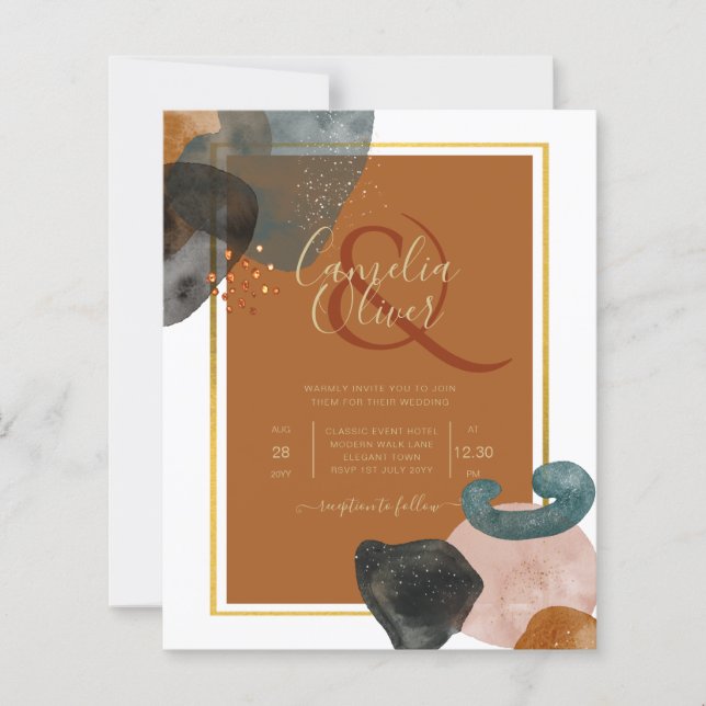 Lámina Earth Tones Boda Terracotta Green Gold Resumen (Anverso)