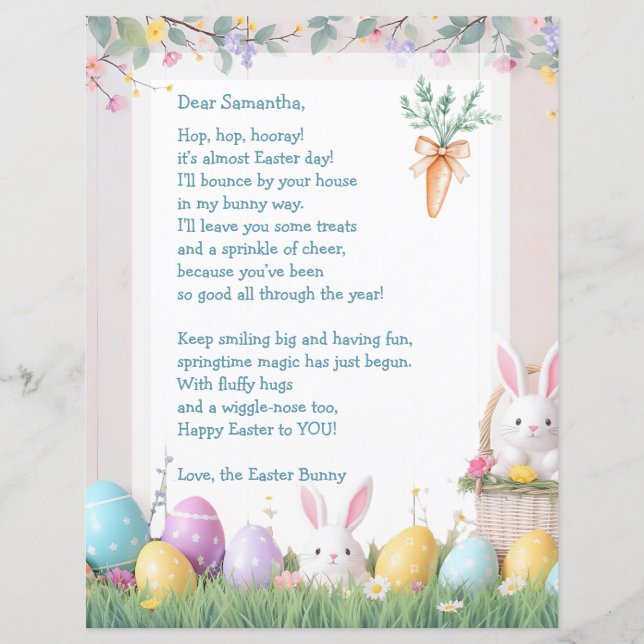 Lámina Easter Bunny Letter and Games for Children (Anverso)