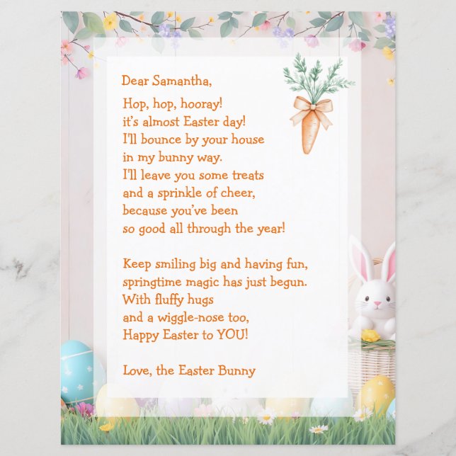 Lámina Easter Bunny Letter and Games for Children (Anverso)