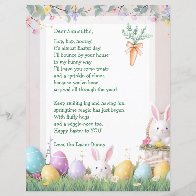 Lámina Easter Bunny Letter and Games for Children (Anverso)