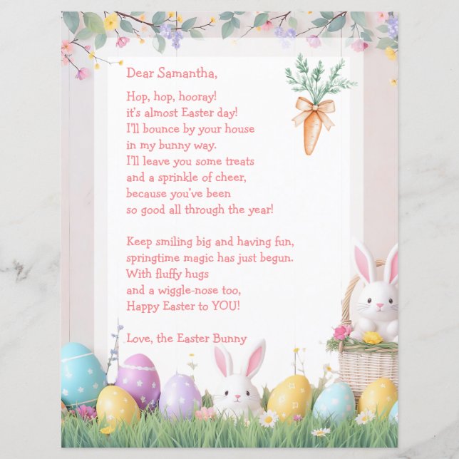 Lámina Easter Bunny Letter and Games for Children (Anverso)