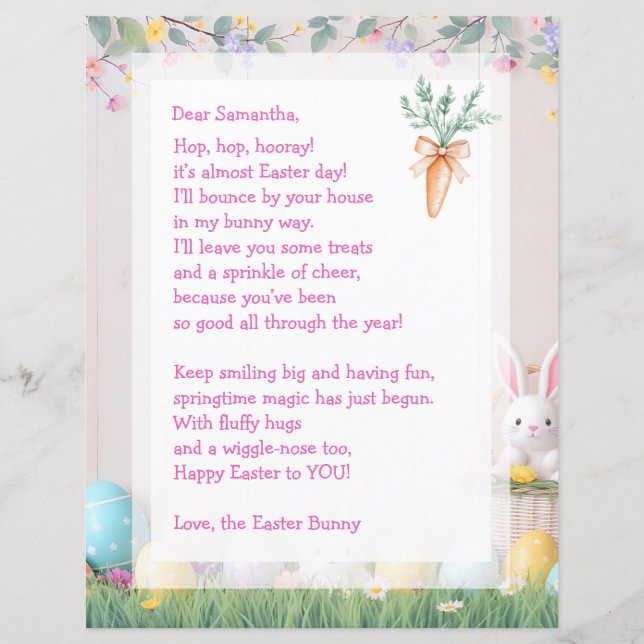Lámina Easter Bunny Letter and Games for Children (Anverso)
