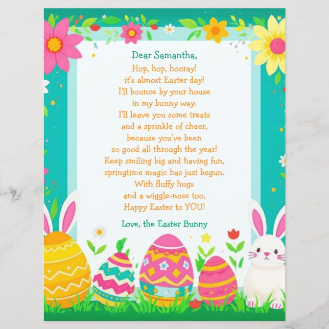 Lámina Easter Bunny Letter and Question Game for Children (Anverso)