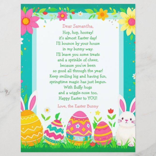 Lámina Easter Bunny Letter and Question Game for Children (Anverso)
