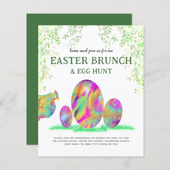 Lámina Easter Egt Hunt Brunch Watercolor Cuesta presupues (Anverso / Reverso)