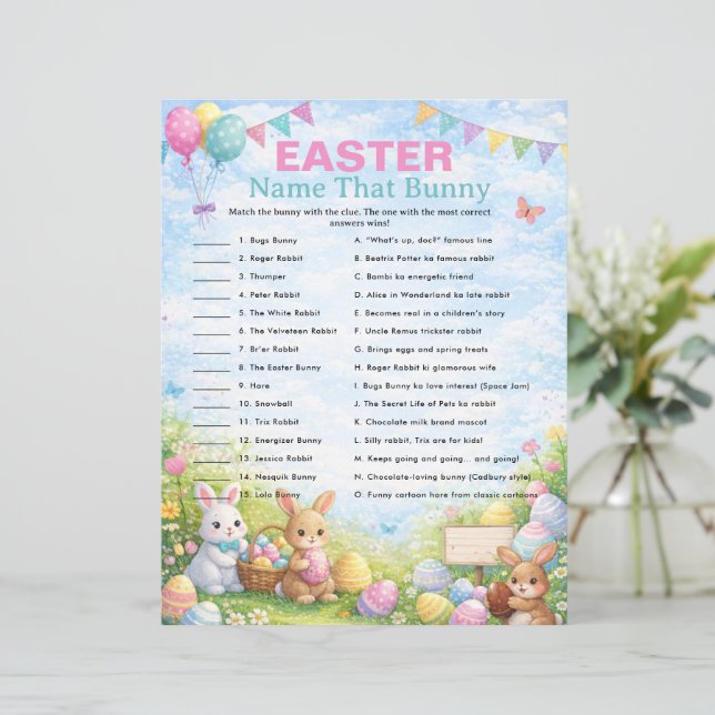 Lámina Easter Name That Bunny Trivia Game (Anverso de pie)