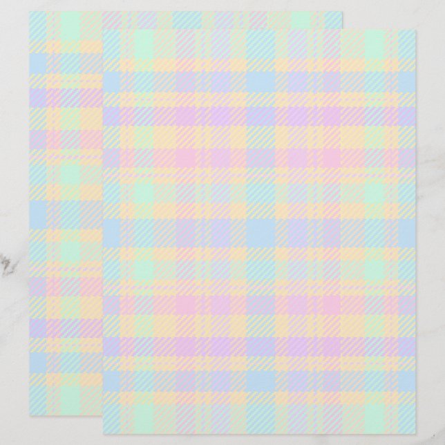 Lámina Easter Pastel Plaid 2-Sided Scrapbook Paper (Anverso / Reverso)