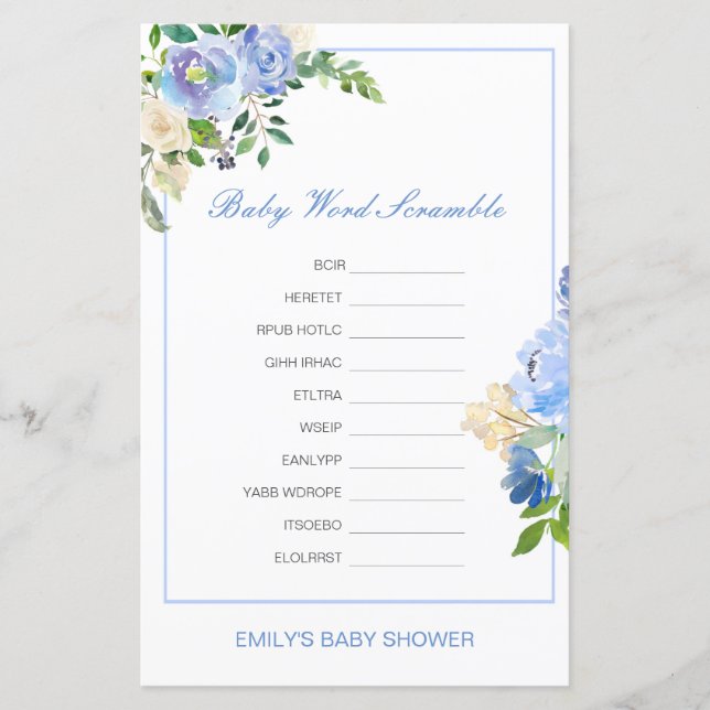 Lámina Editable Baby Word Scramble with Answer (Anverso)