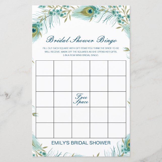 Lámina Editable Bridal Bingo Bridal Shower Game PRINTED (Anverso)