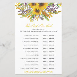 Lámina Editable Dijo Que Dijo Juego De Ducha De Boda