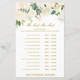 Lámina Editable Dijo Que Dijo Juego De Ducha De Boda