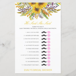 Lámina Editable Dijo Que Dijo Juego De Ducha De Boda