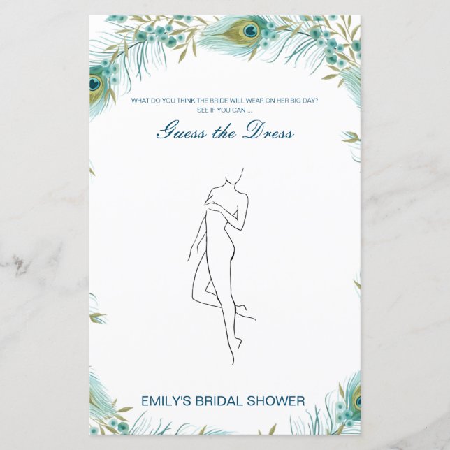 Lámina Editable Guess the Dress Bridal Shower Game (Anverso)