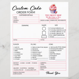 Lámina Editable Pink Cake Order Form Template for Bakers