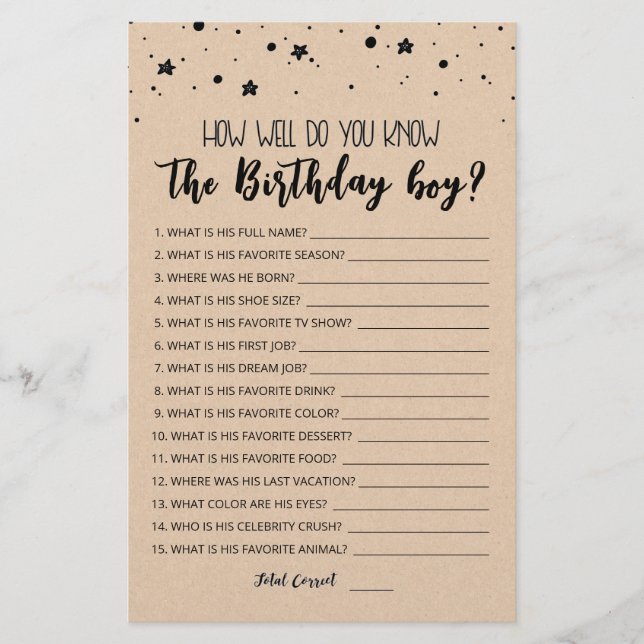 Lámina Editable ¿Qué tan bien conoces al niño de cumpleañ (Anverso)