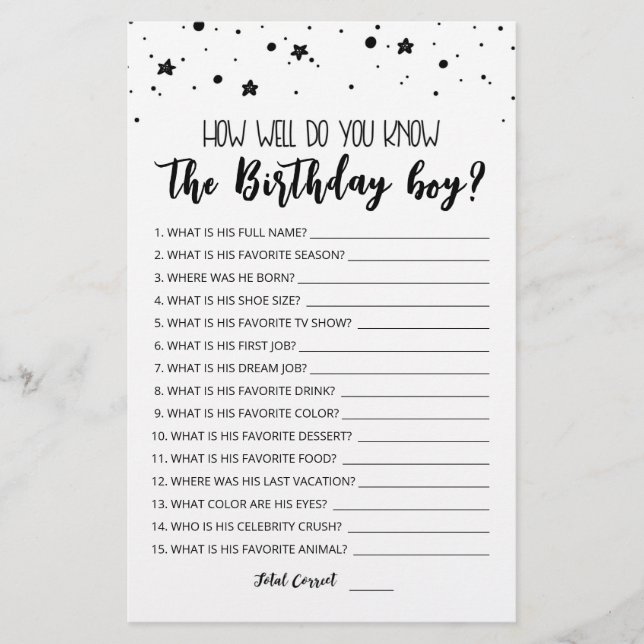 Lámina Editable ¿Qué tan bien conoces al niño de cumpleañ (Anverso)