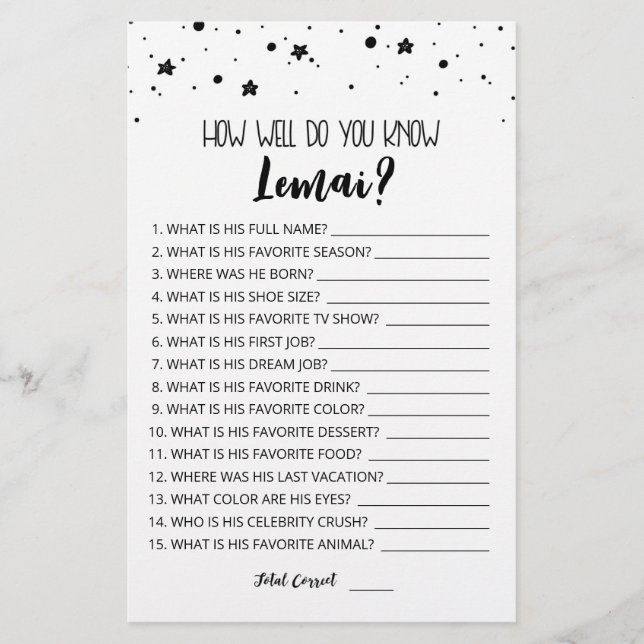 Lámina Editable ¿Qué tan bien conoces al niño de cumpleañ (Anverso)