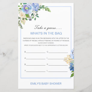 Lámina Editable What's in the Bag Baby Shower Game