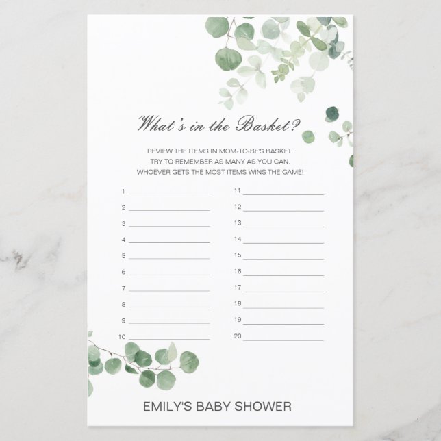 Lámina Editable What's in the Basket Baby Shower Game (Anverso)