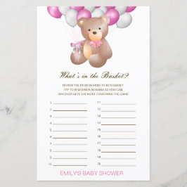 Lámina Editable What's in the Basket Baby Shower Game
