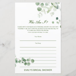 Lámina Editable Who Am I, Memory Lane Bridal Shower