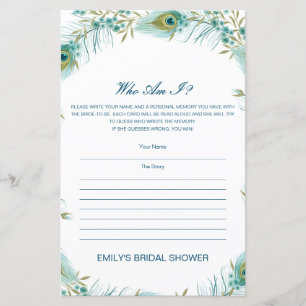 Lámina Editable Who Am I, Memory Lane Bridal Shower