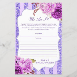 Lámina Editable Who Am I, Memory Lane Bridal Shower