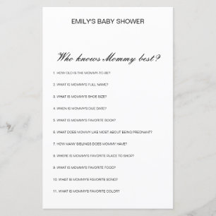 Lámina Editable Who Knmy Best Baby Shower Game