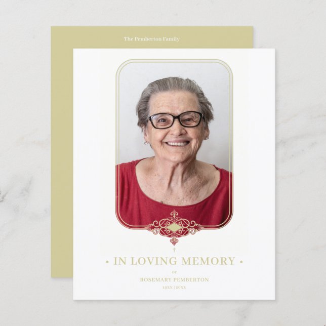 Lámina Efecto dorado funerario Efecto de encaje ornamenta (Anverso / Reverso)