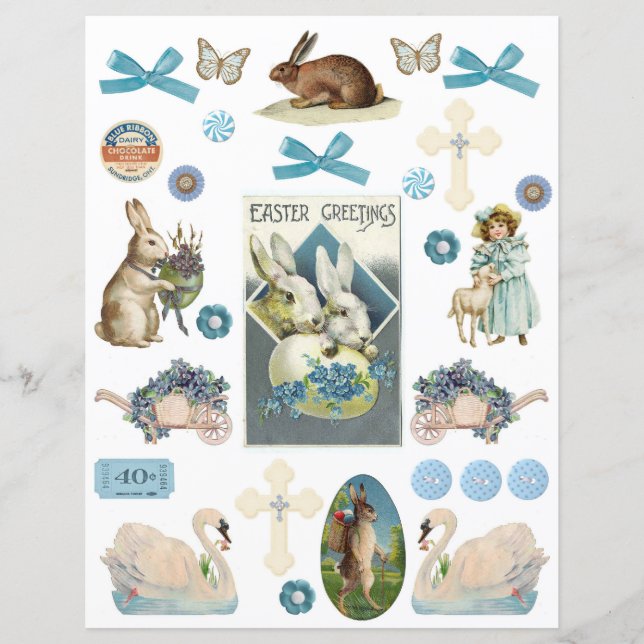 Lámina Efímero de Pascua Azul Antiguo (Anverso)