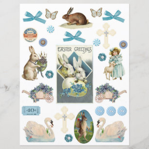 Lámina Efímero de Pascua Azul Antiguo