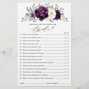 Lámina Eggplant Purple Plum Ivory Bridal Shower Game