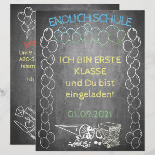 Lámina Einladungskarte zur Einschulung im Tafelstil
