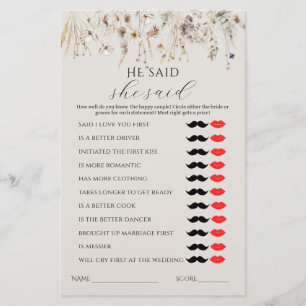 Lámina El amor en la flor Wildflower Rustic Bridal Game