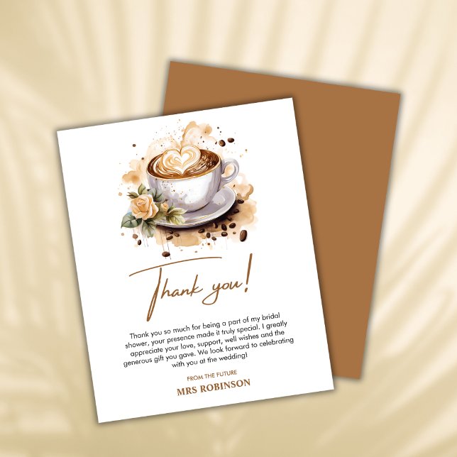 Lámina El amor está produciendo ducha de novia gracias ta (Love is Brewing Coffee Bridal Shower Thank You Card    )