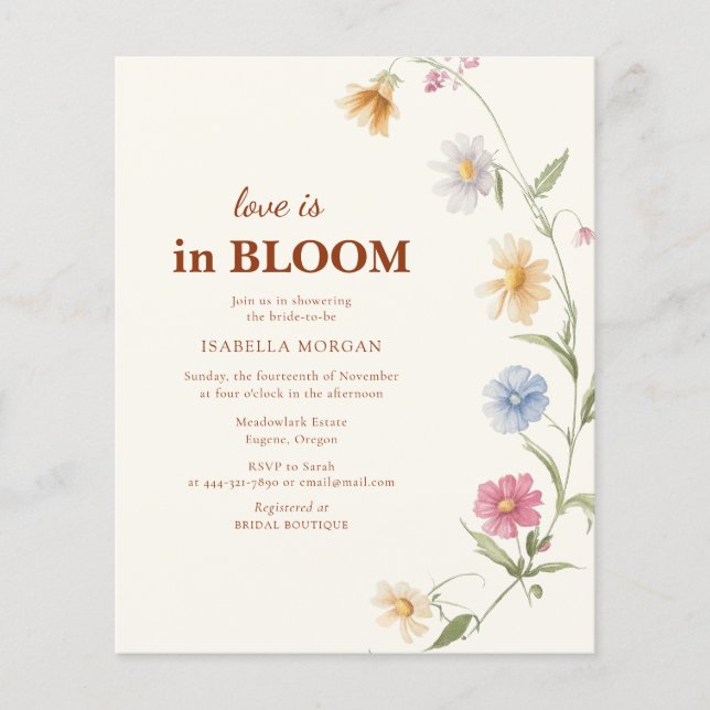 Lámina El amor presupuestal en la ducha de novias con flo (Anverso)