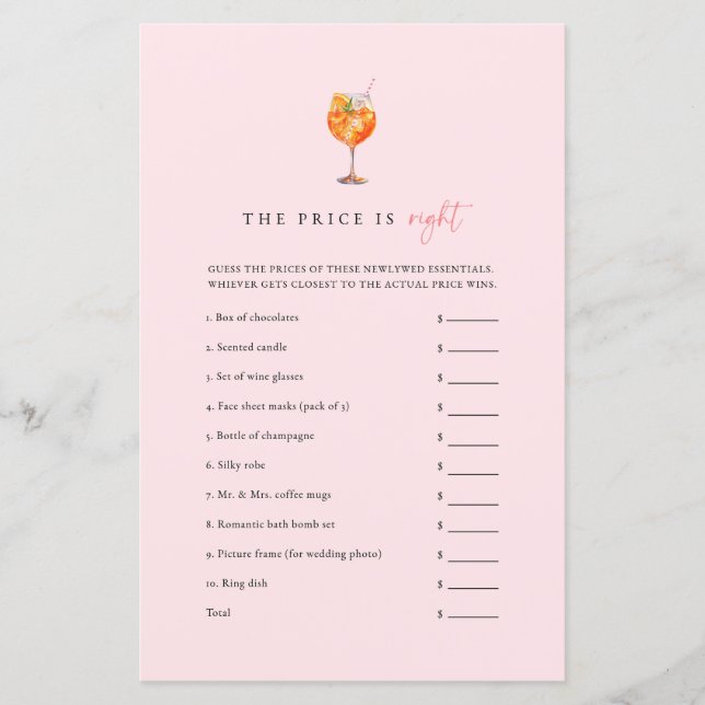 Lámina El amor rosado en el primer Spritz el precio es el (Anverso)