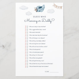 Lámina El avión de aventura Baby Shower adivina quién es