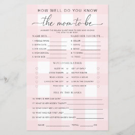 Lámina El Baby Shower rosado de Gingham conoce a la futur