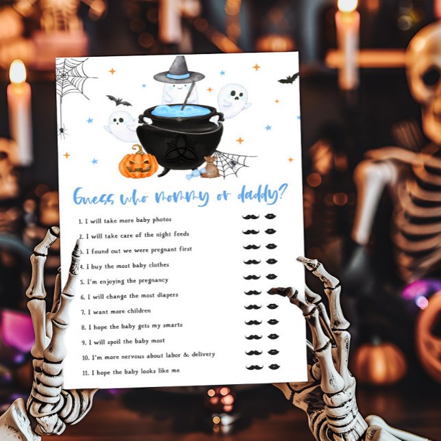 Lámina El bebé azul está en camino Adivina quién es mami  (Baby is Brewing Baby Shower Bingo Game Guess who Mommy or Daddy Game)