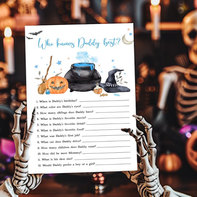 Lámina El bebé azul se está preparando quién conoce a pap (Baby is Brewing Baby Shower Who knows Daddy Best Game)