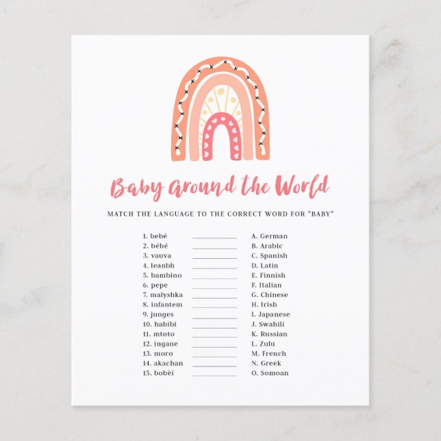 Lámina El bebé de Baby Shower arcoiris en el juego mundia (Anverso)