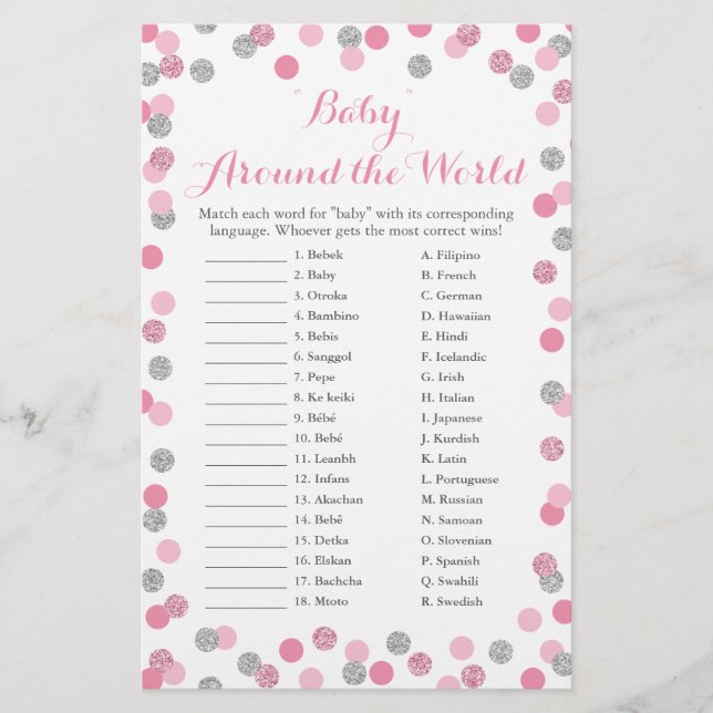 Lámina El bebé de plata rosada en el juego de traducción  (Anverso)