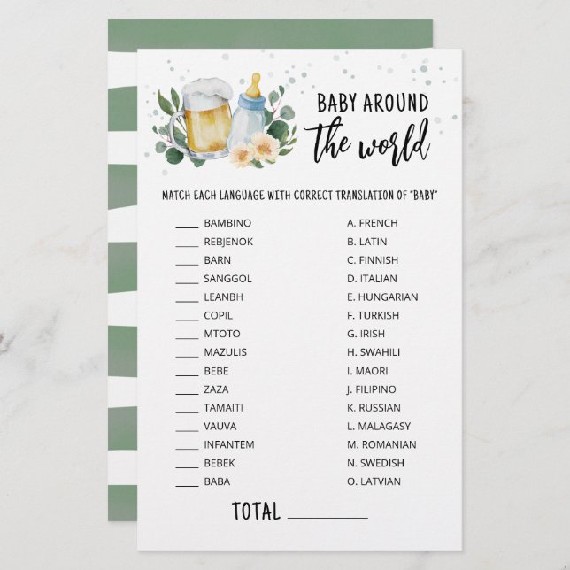 Lámina El Bebé Está Preparando Bebé En Todo El Mundo (Anverso / Reverso)