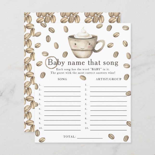 Lámina El bebé está preparando café - Nombra ese juego de (Anverso / Reverso)